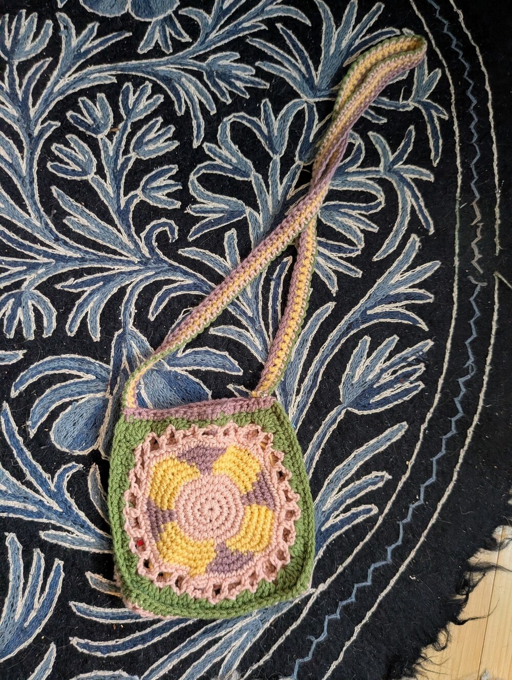 Handmade Crochet Granny Square Small Shoulder Bag